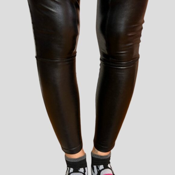 Aritzia Wilfred Black Vegan Leather Skinny Pull On Ankle Leggings Pants - Picture 4 of 13